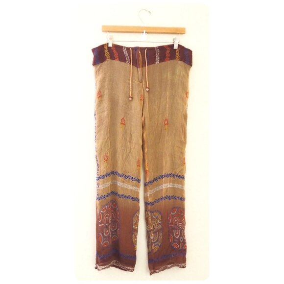 Paul Ropp Silk Boho Capri Pants sz 6 - Picture 1 of 7